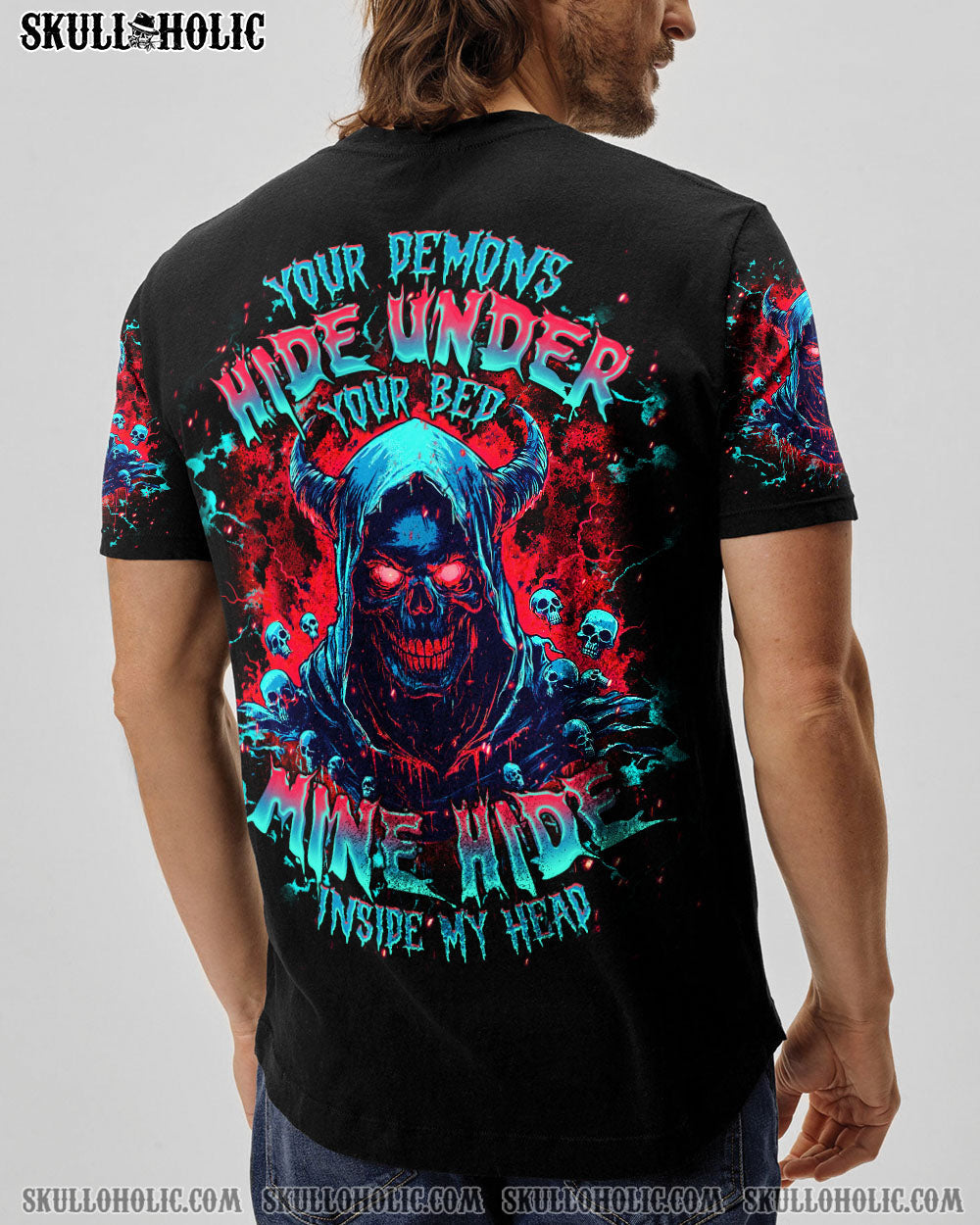 BLISSCORNERS YOUR DEMONS HIDE UNDER YOUR BED SKULL ALL OVER PRINT