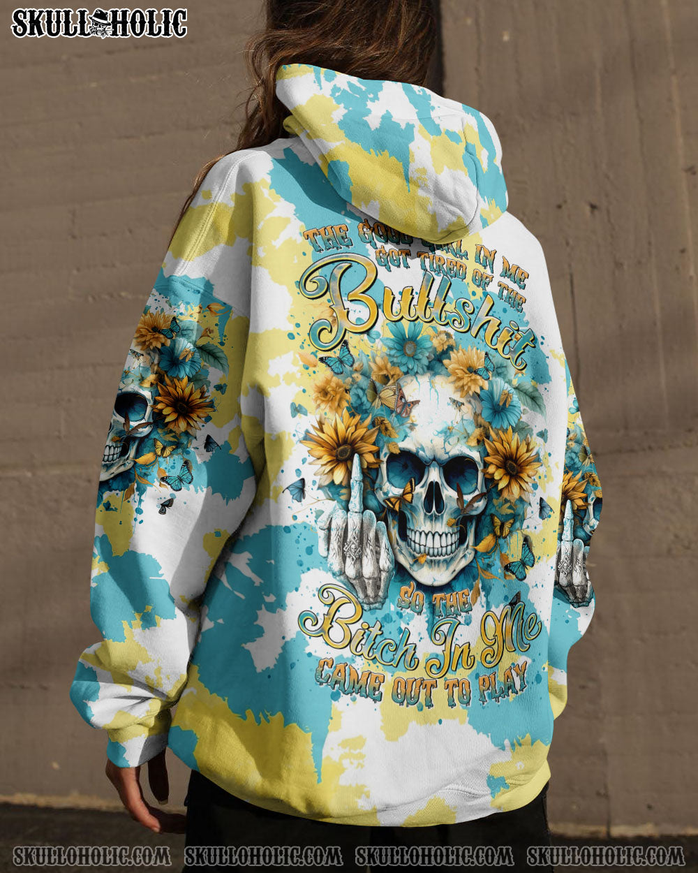 BLISSCORNERS THE GOOD GIRL IN ME SKULL FLOWER ALL OVER PRINT