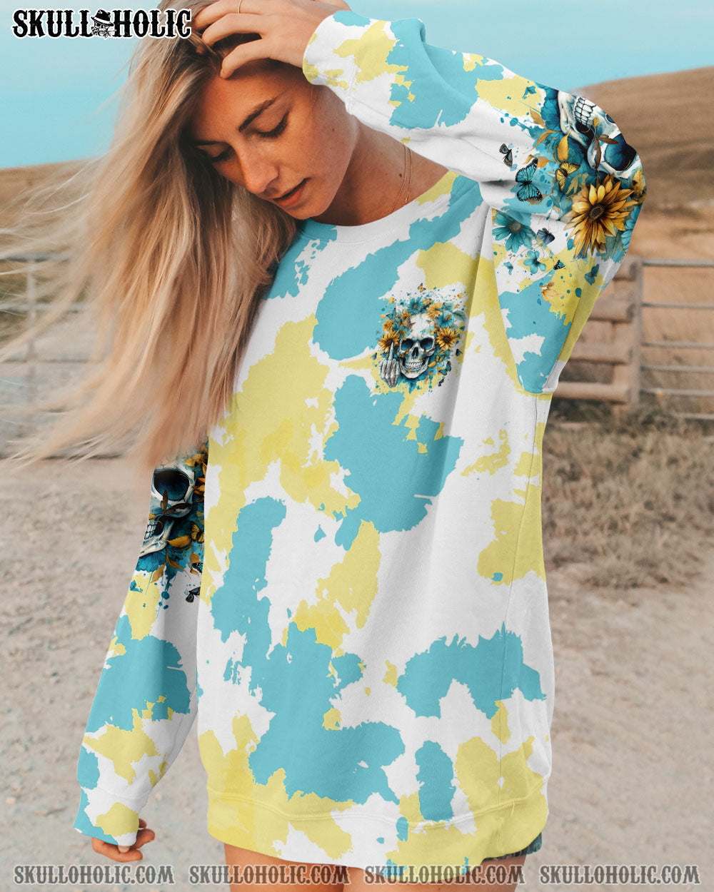 BLISSCORNERS THE GOOD GIRL IN ME SKULL FLOWER ALL OVER PRINT