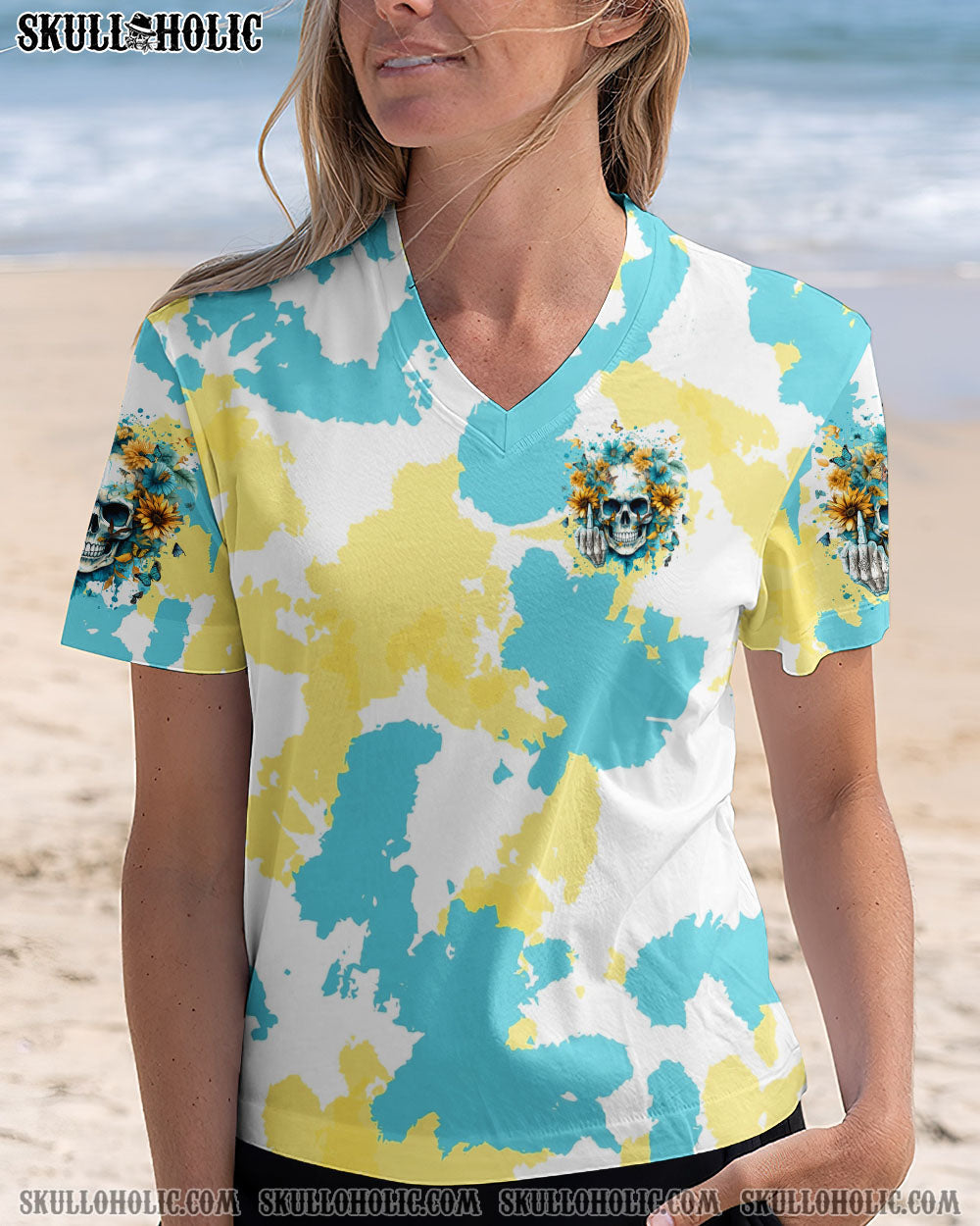 BLISSCORNERS THE GOOD GIRL IN ME SKULL FLOWER ALL OVER PRINT