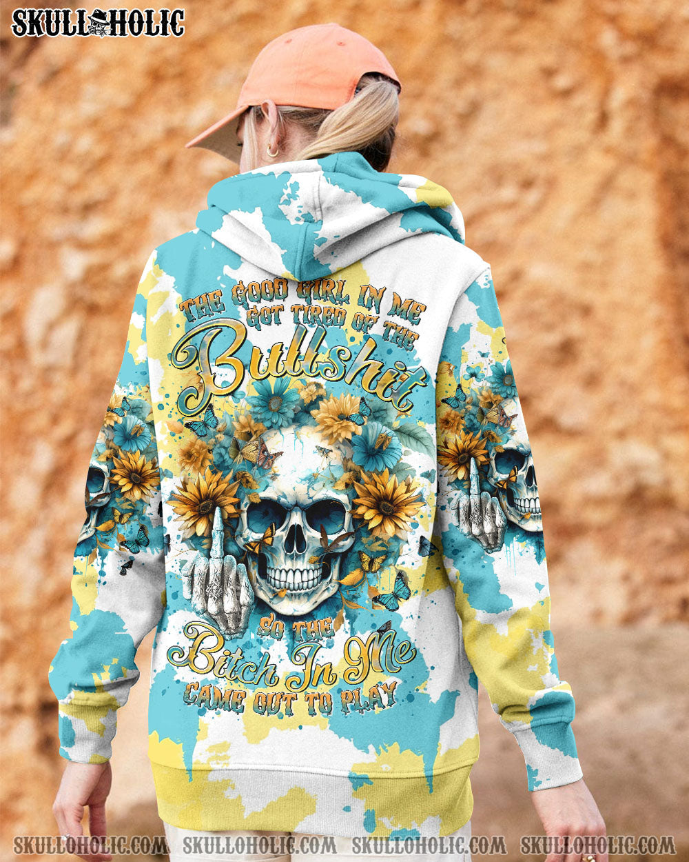 BLISSCORNERS THE GOOD GIRL IN ME SKULL FLOWER ALL OVER PRINT