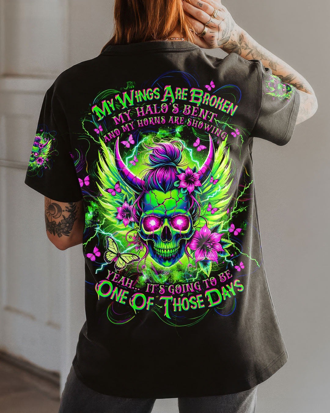 BLISSCORNERS BUT DID YOU DIE MOM LIFE SKULL MESSY BUN ALL OVER PRINT