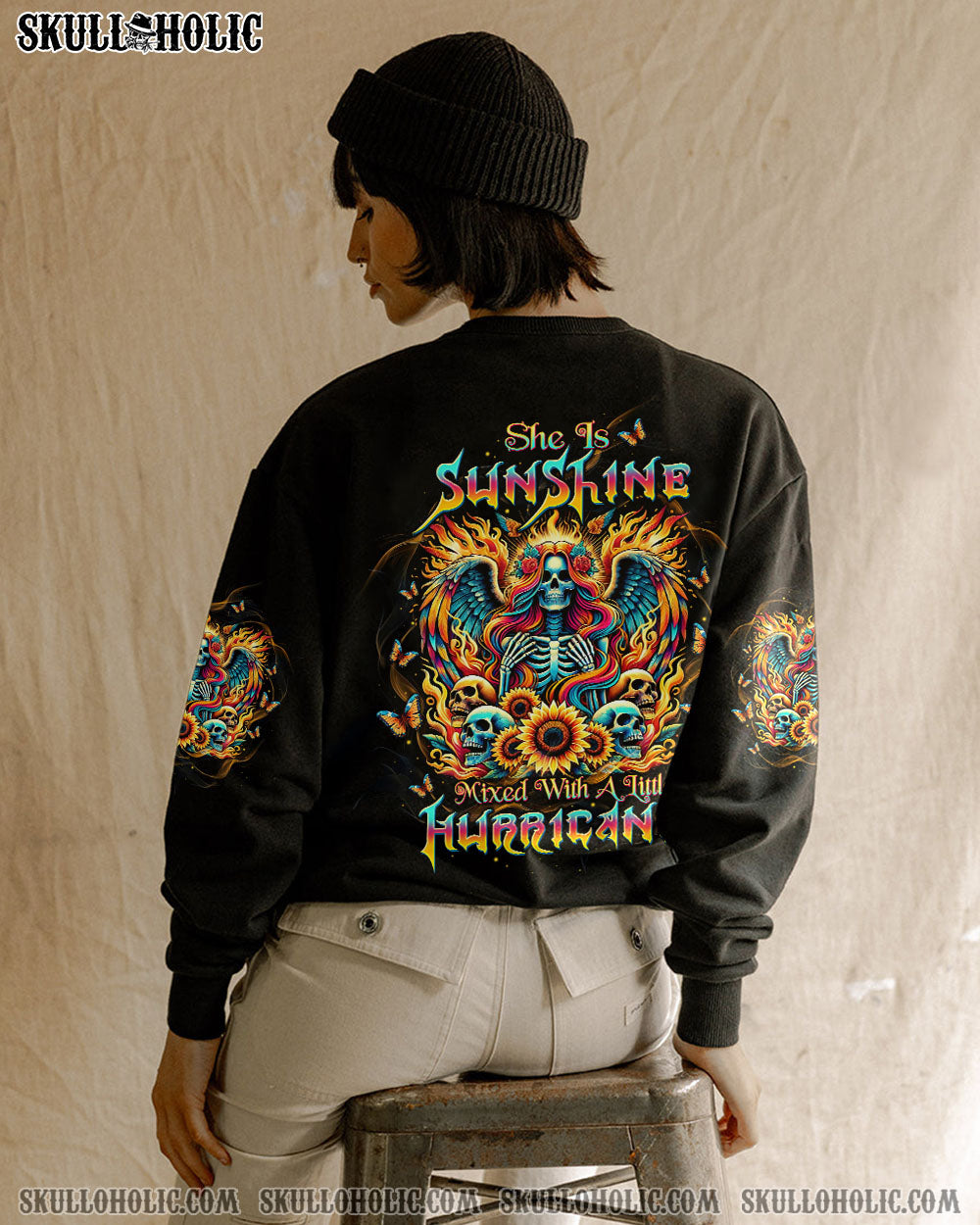 BLISSCORNERS SHE IS SUNSHINE SKELETON WINGS ALL OVER PRINT