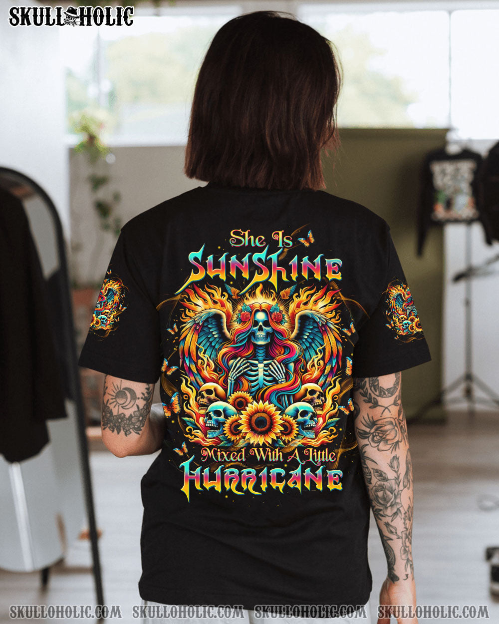 BLISSCORNERS SHE IS SUNSHINE SKELETON WINGS ALL OVER PRINT