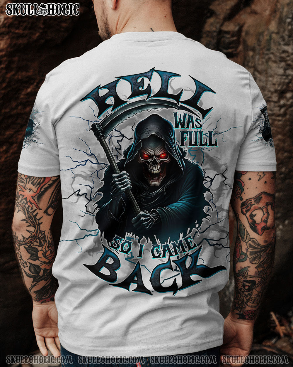 BLISSCORNERS HELL WAS FULL SO I CAME BACK REAPER SKULL ALL OVER PRINT