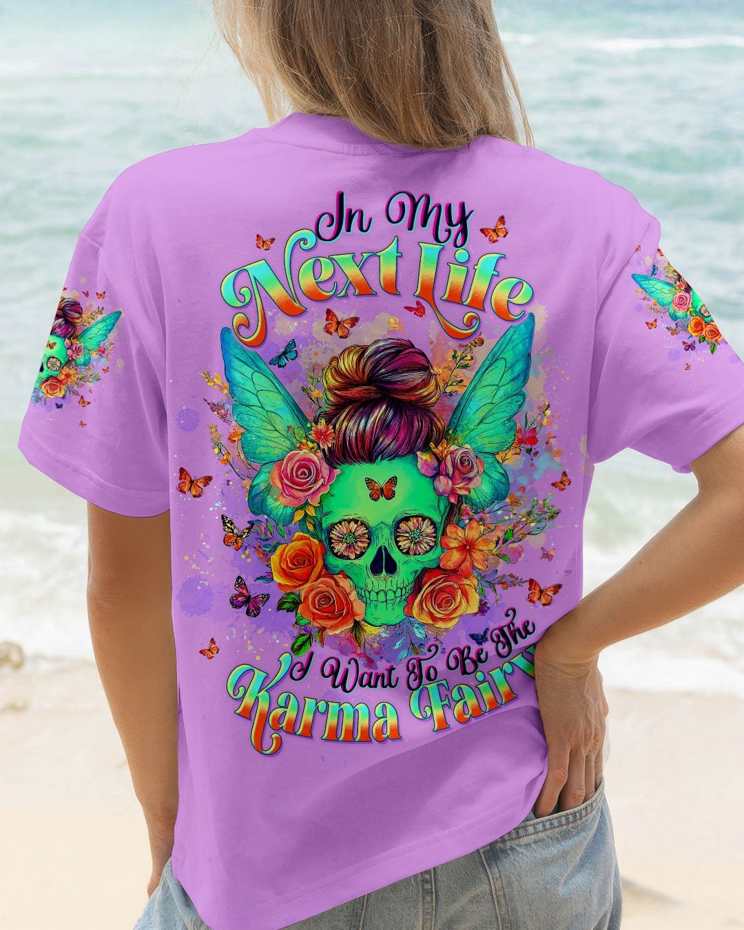 BLISSCORNERS KARMA FAIRY SKULL MESSY BUN ALL OVER PRINT