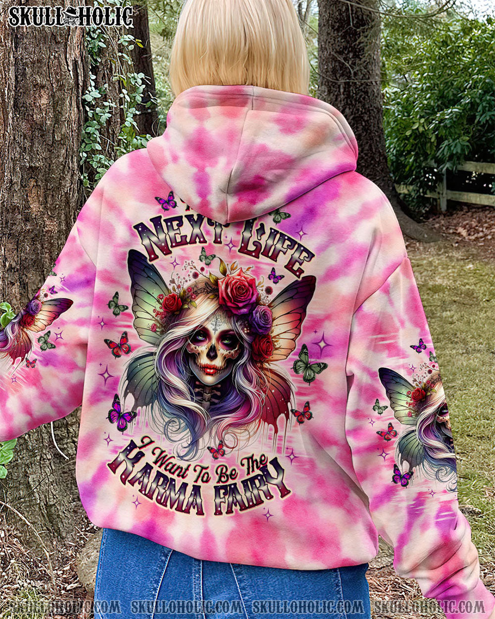 BLISSCORNERS KARMA FAIRY GOTH SKULL LADY TIE DYE ALL OVER PRINT