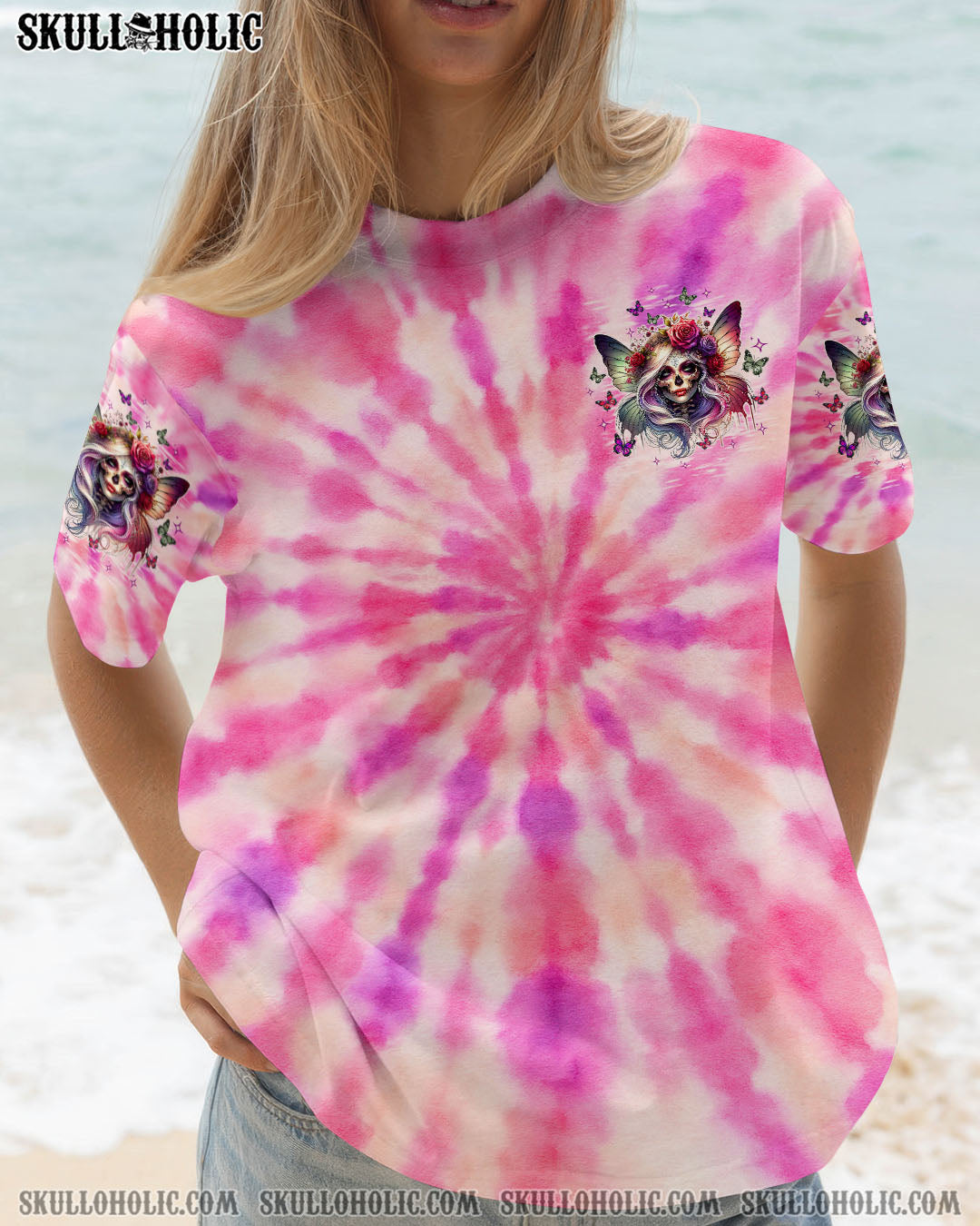BLISSCORNERS KARMA FAIRY GOTH SKULL LADY TIE DYE ALL OVER PRINT