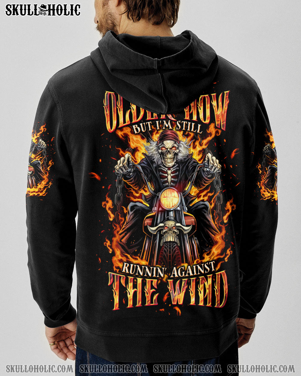 BLISSCORNERS RUNNING AGAINST THE WIND BIKER SKULL ALL OVER PRINT