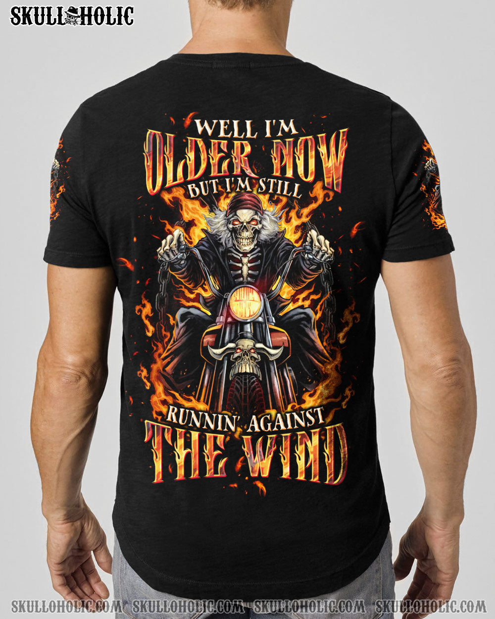BLISSCORNERS RUNNING AGAINST THE WIND BIKER SKULL ALL OVER PRINT