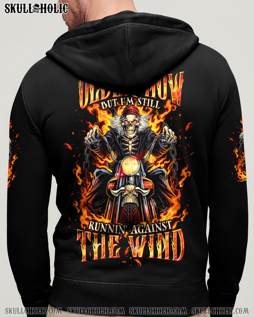 BLISSCORNERS RUNNING AGAINST THE WIND BIKER SKULL ALL OVER PRINT