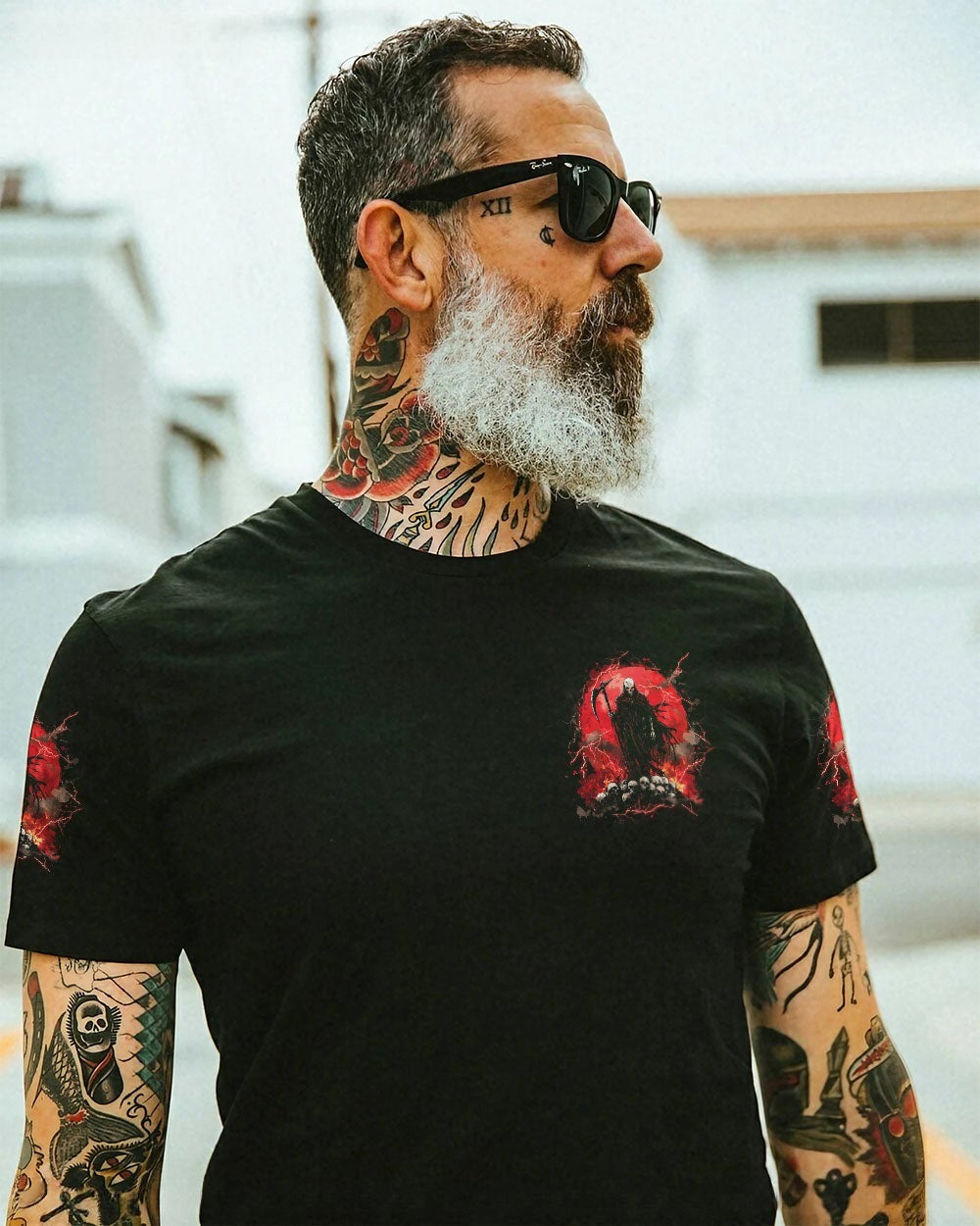 BLISSCORNERS I CAN'T GO TO HELL THUNDER SKULL ALL OVER PRINT
