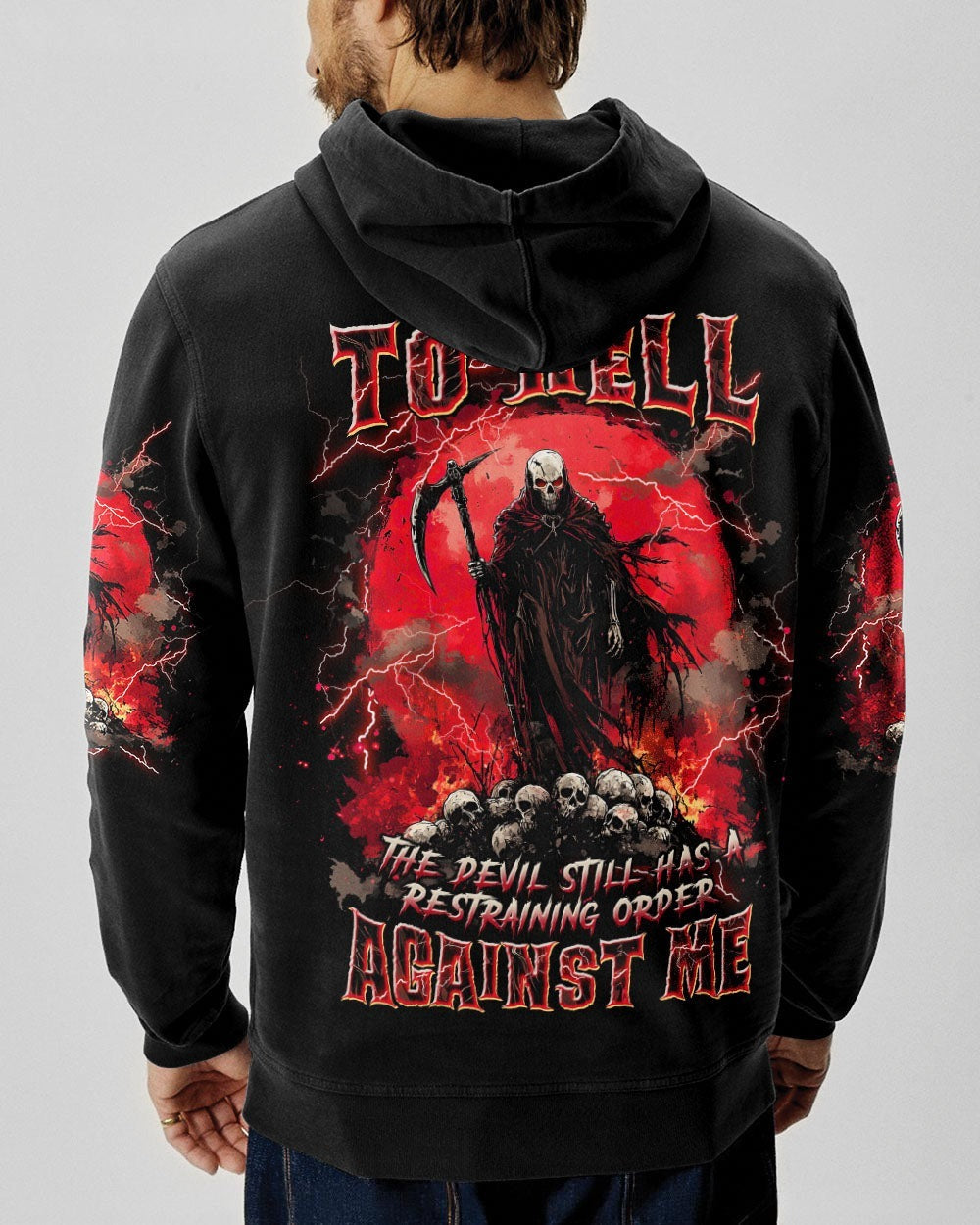 BLISSCORNERS I CAN'T GO TO HELL THUNDER SKULL ALL OVER PRINT