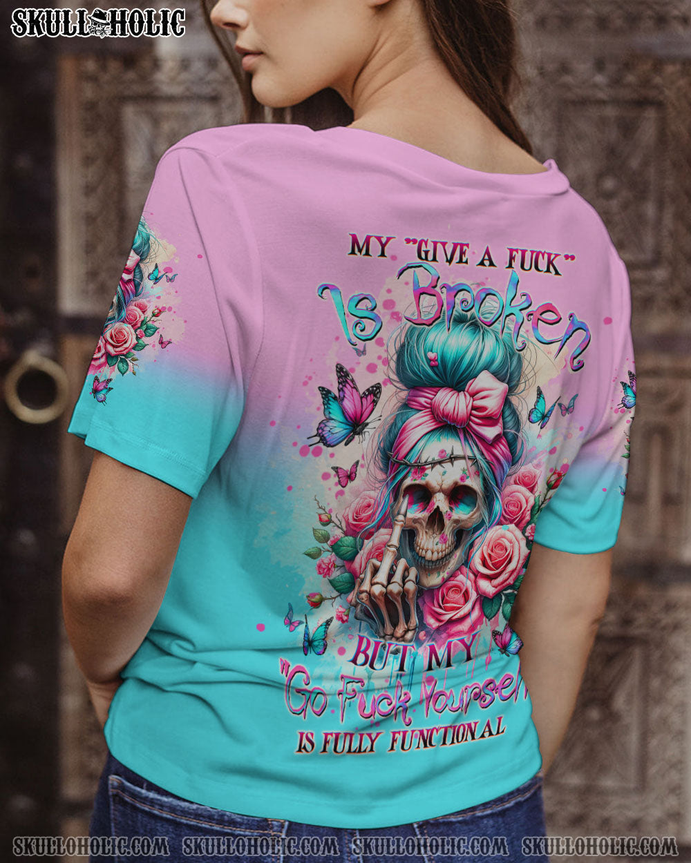 BLISSCORNERS SHE IS SUNSHINE MESSY BUN LEOPARD ALL OVER PRINT