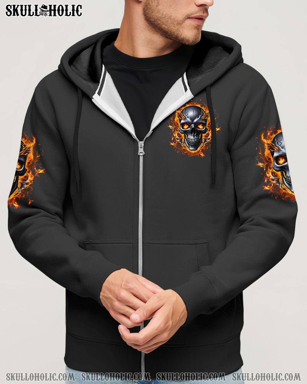 BLISSCORNERS YOUR DEMONS HIDE UNDER YOUR BED FIRE SKULL ALL OVER PRINT