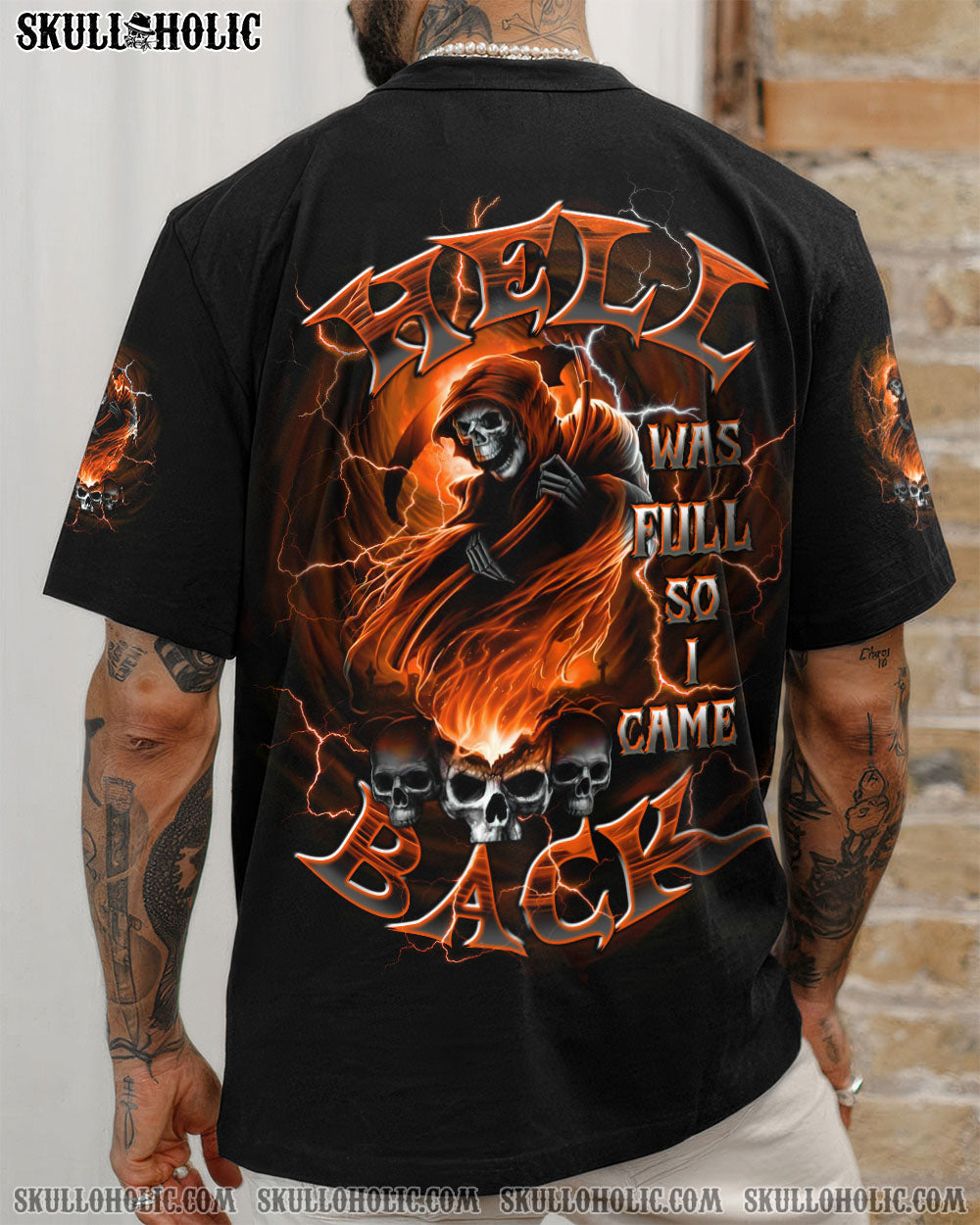 BLISSCORNERS HELL WAS FULL SO I CAME BACK REAPER SKULL ALL OVER PRINT