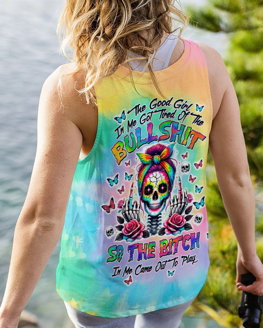 BLISSCORNERS HOW HEARTLESS I CAN BE TATTOO SKULL MESSY BUN ALL OVER PRINT