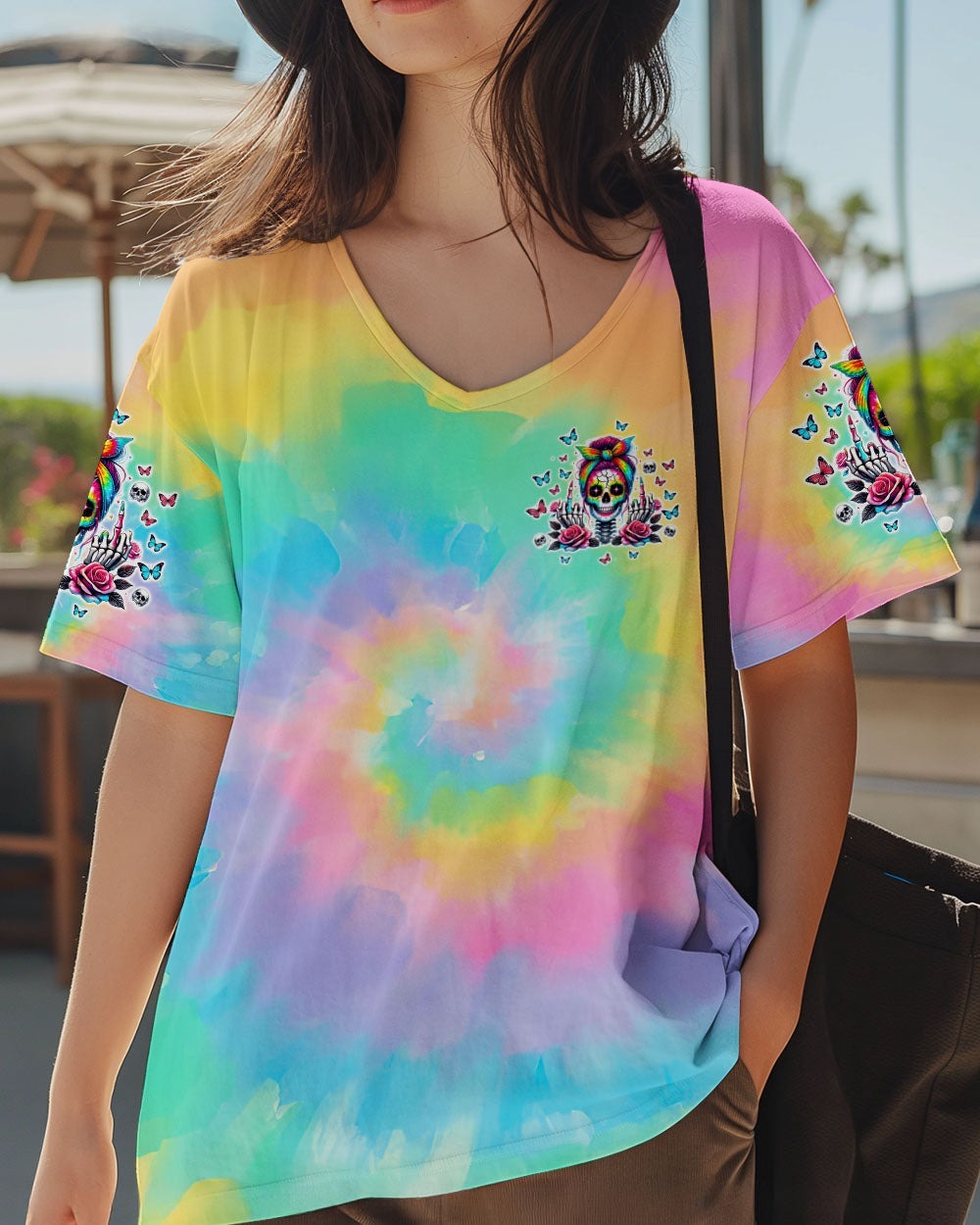 BLISSCORNERS HOW HEARTLESS I CAN BE TATTOO SKULL MESSY BUN ALL OVER PRINT