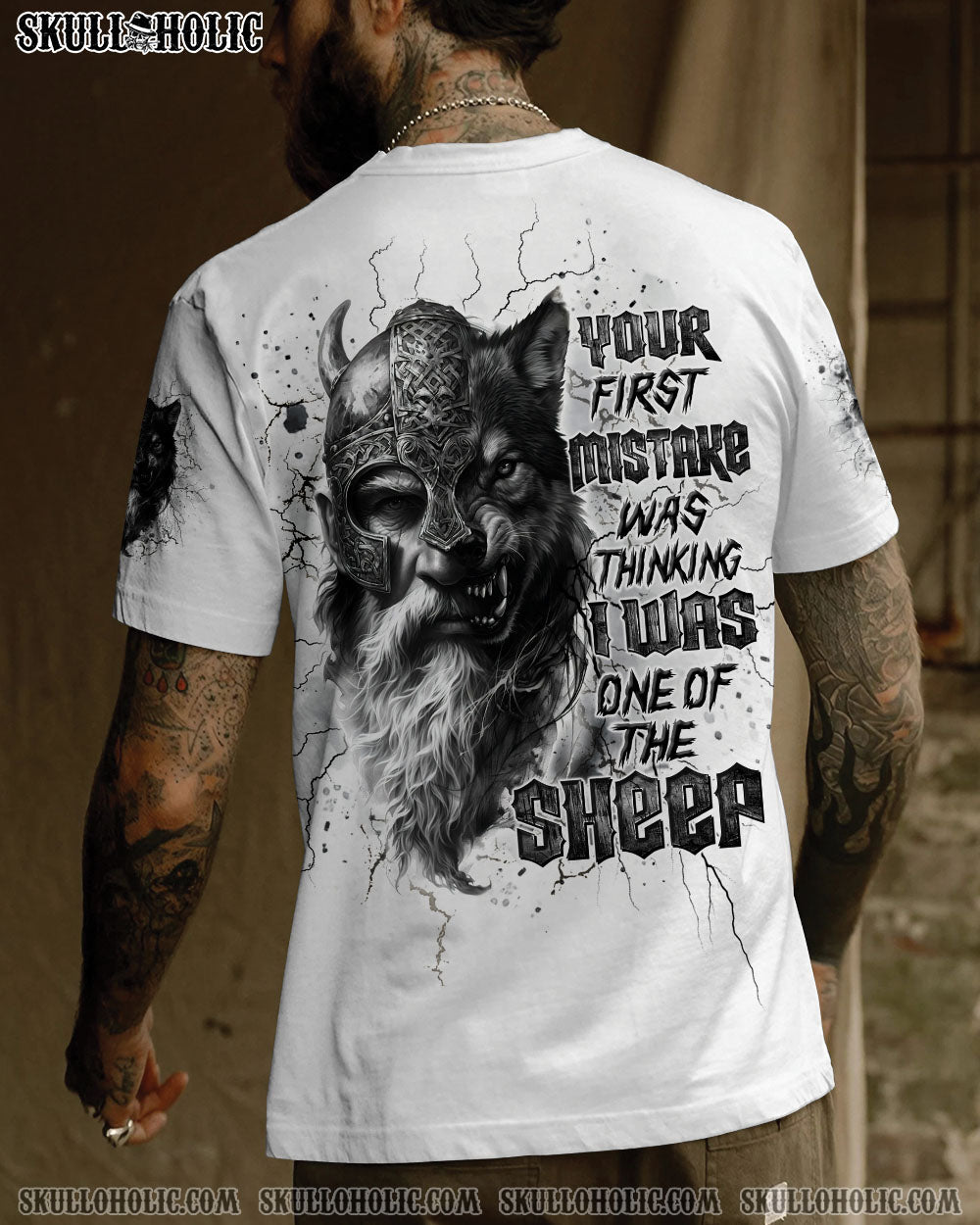 BLISSCORNERS YOUR FIRST MISTAKE WOLF SKULL VIKING ALL OVER PRINT