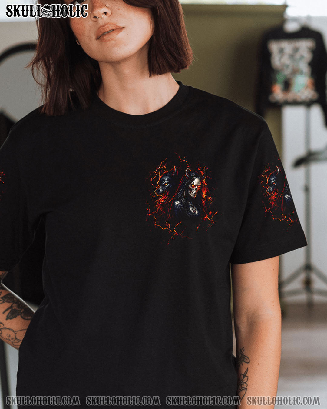 BLISSCORNERS YOUR FIRST MISTAKE WOLF SKULL LADY ALL OVER PRINT