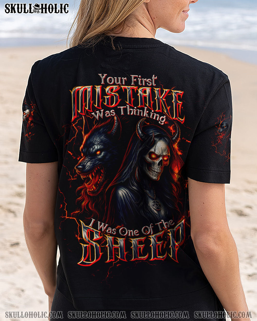 BLISSCORNERS YOUR FIRST MISTAKE WOLF SKULL LADY ALL OVER PRINT