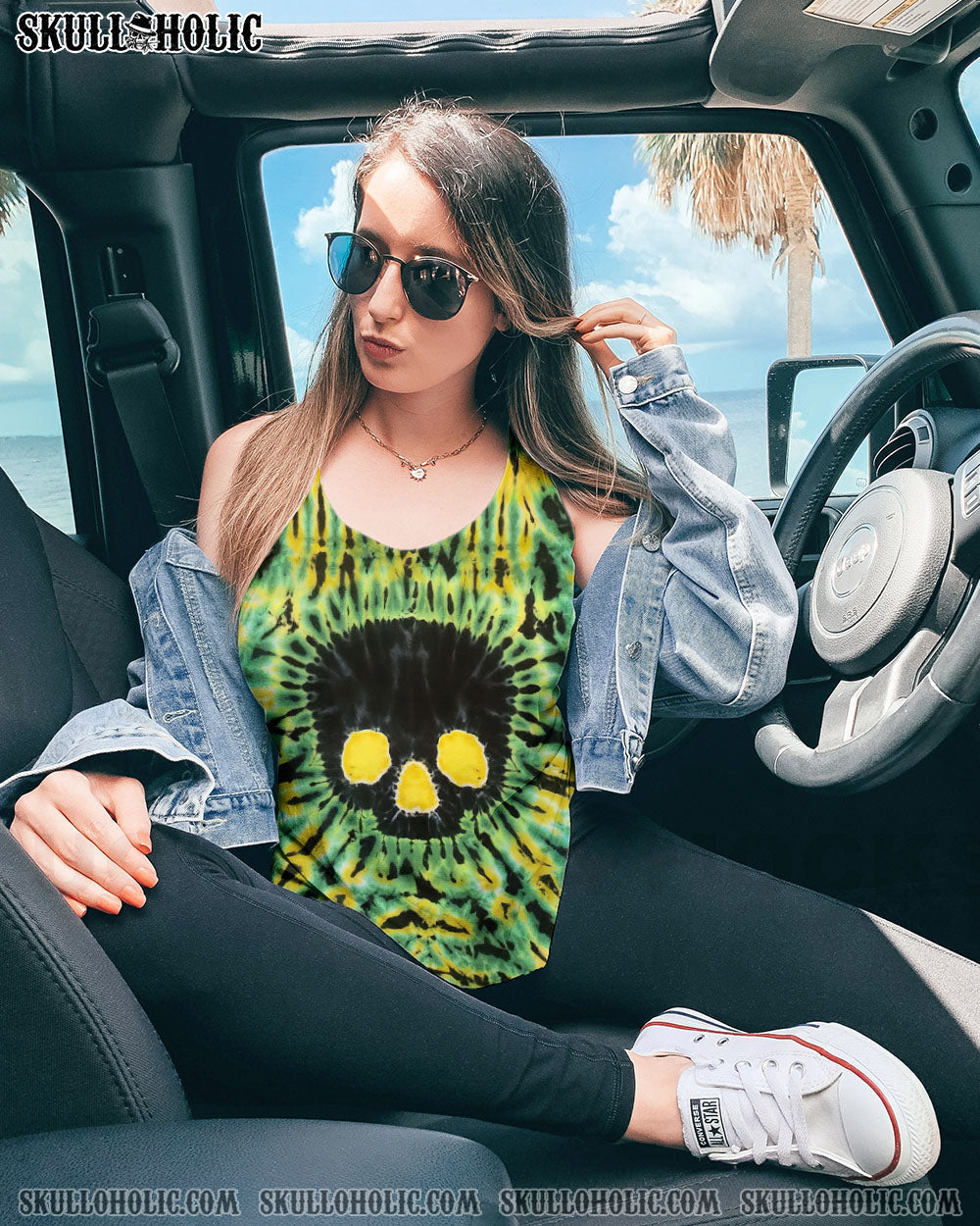 BLISSCORNERS BLACK SKULL TIE DYE HAND DYED ALL OVER PRINT