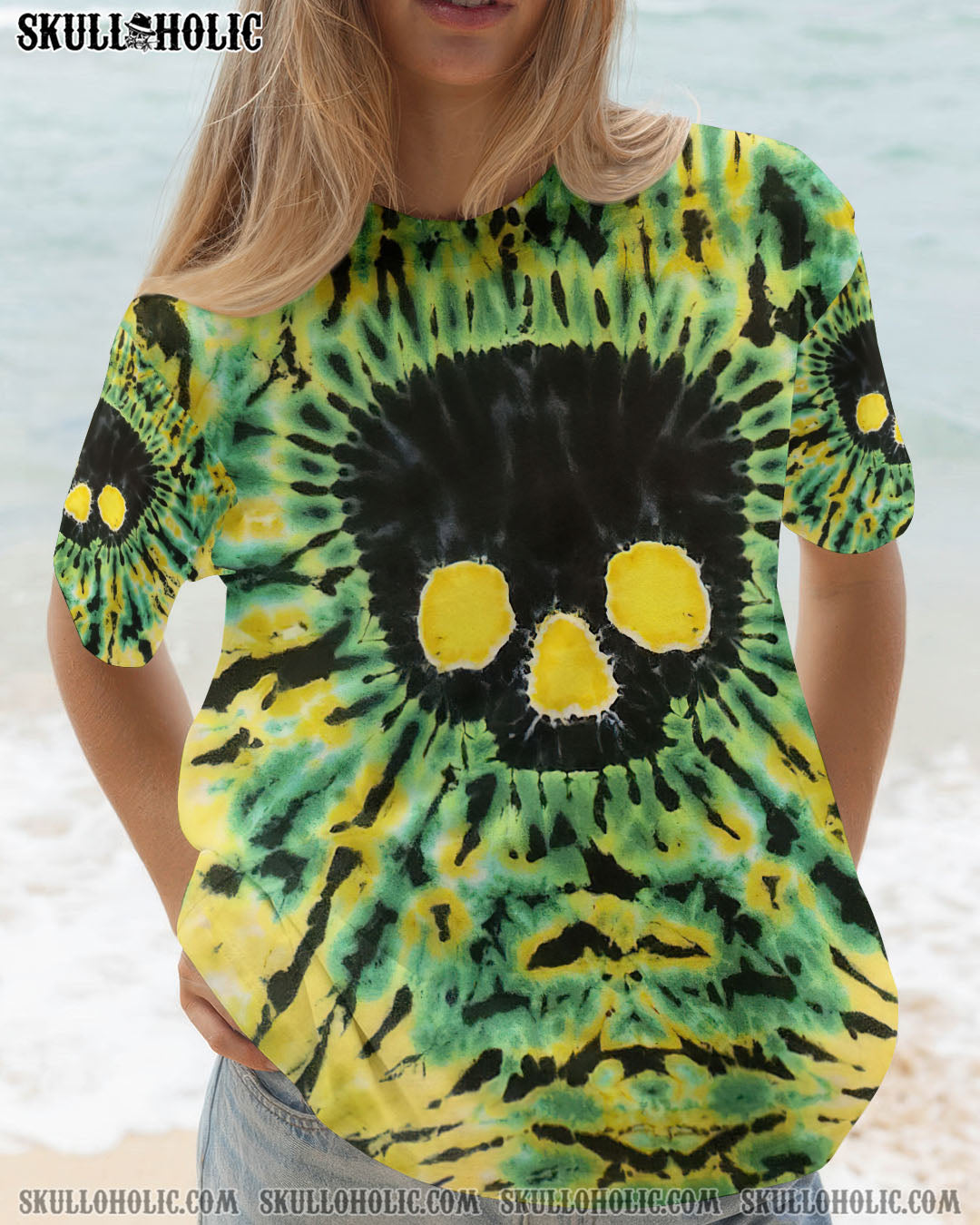 BLISSCORNERS BLACK SKULL TIE DYE HAND DYED ALL OVER PRINT