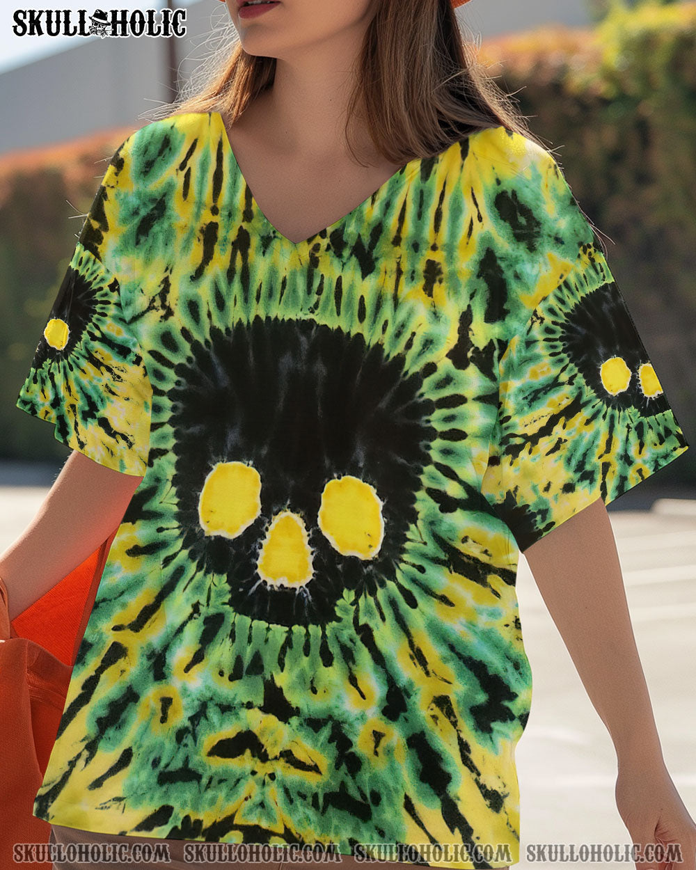 BLISSCORNERS BLACK SKULL TIE DYE HAND DYED ALL OVER PRINT