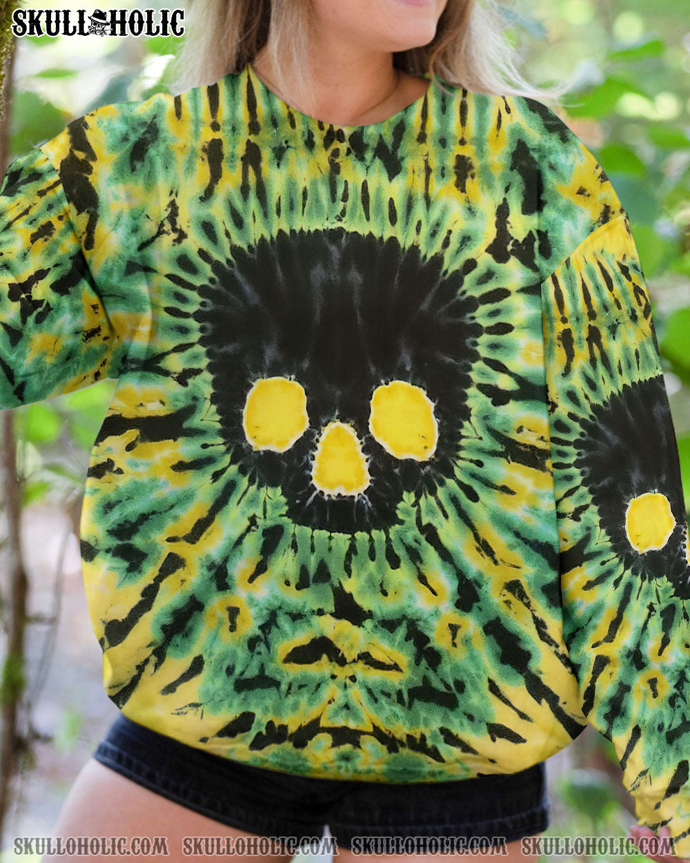 BLISSCORNERS BLACK SKULL TIE DYE HAND DYED ALL OVER PRINT