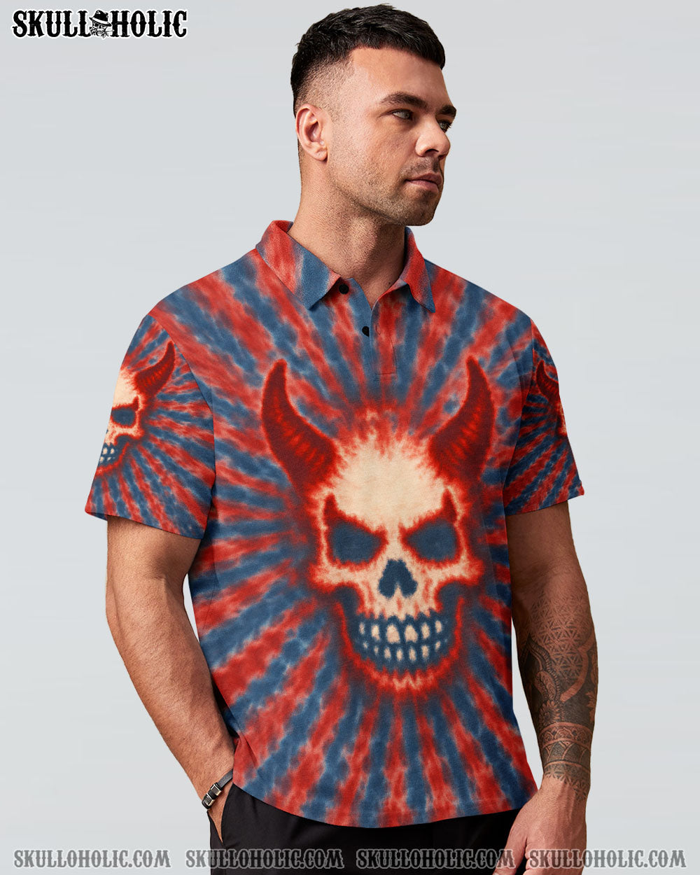 BLISSCORNERS DEVIL SKULL TIE DYE HAND DYED ALL OVER PRINT