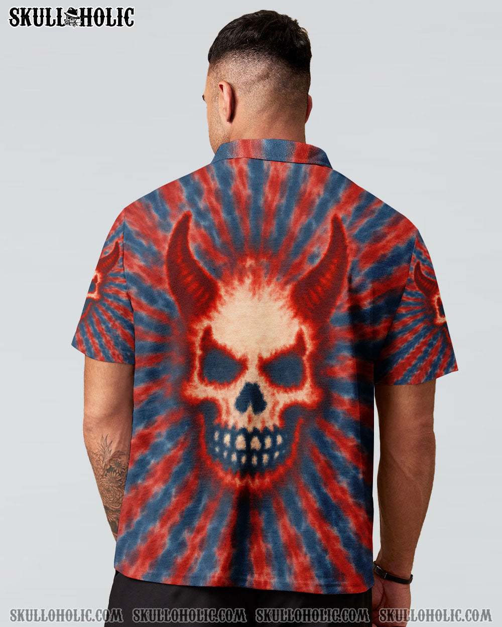 BLISSCORNERS DEVIL SKULL TIE DYE HAND DYED ALL OVER PRINT