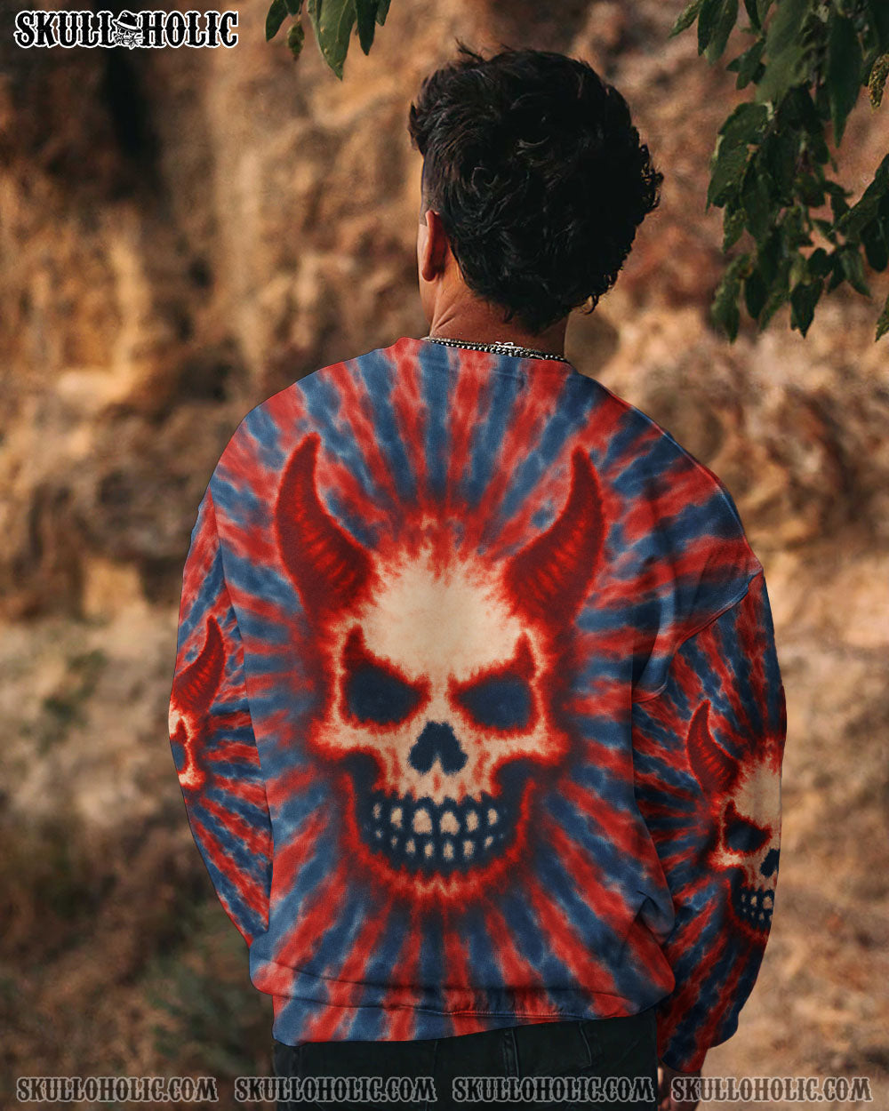 BLISSCORNERS DEVIL SKULL TIE DYE HAND DYED ALL OVER PRINT