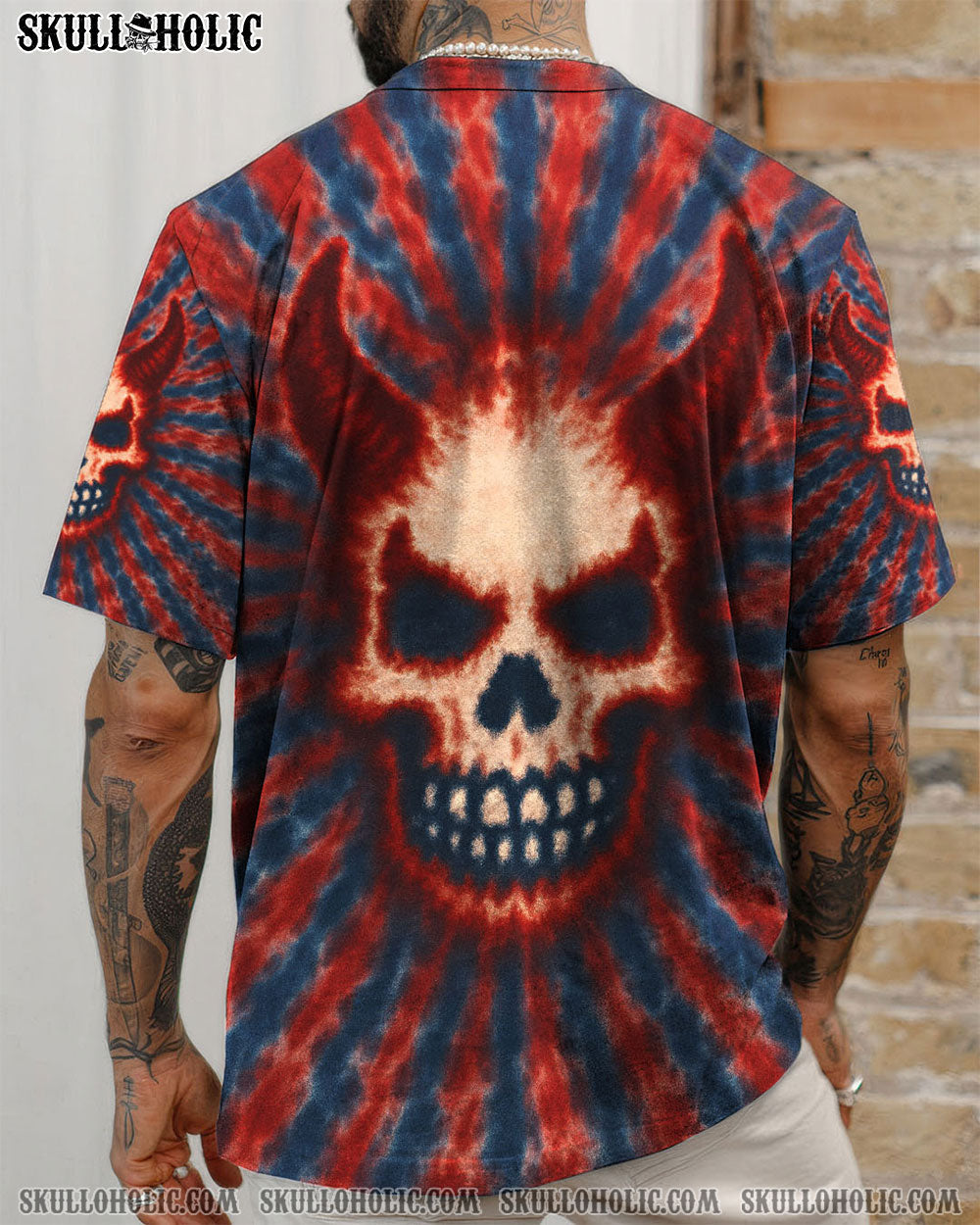 BLISSCORNERS DEVIL SKULL TIE DYE HAND DYED ALL OVER PRINT