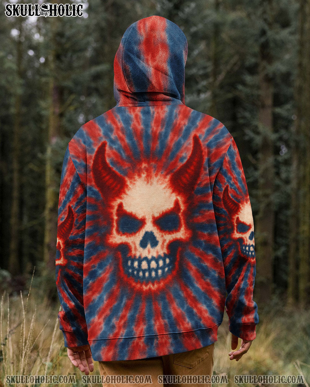 BLISSCORNERS DEVIL SKULL TIE DYE HAND DYED ALL OVER PRINT