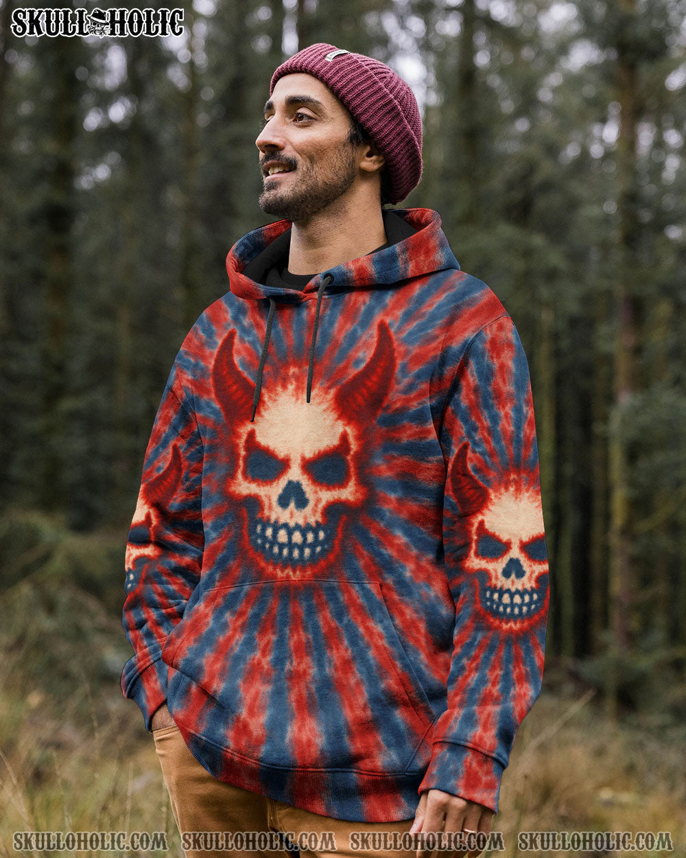 BLISSCORNERS DEVIL SKULL TIE DYE HAND DYED ALL OVER PRINT