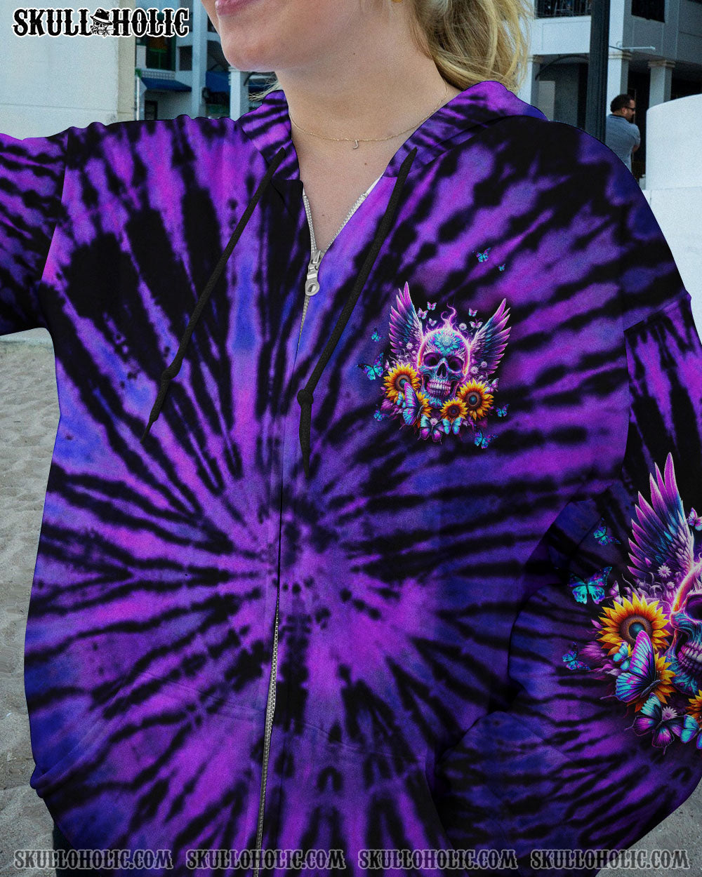 BLISSCORNERS SHE IS SUNSHINE SKULL WINGS SUNFLOWER ALL OVER PRINT