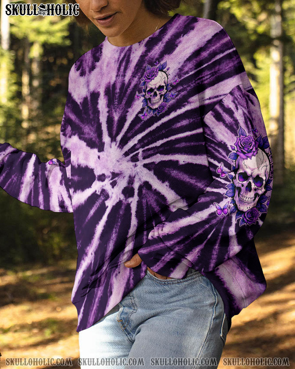BLISSCORNERS DON'T TRY TO FIGURE ME OUT SKULL PURPLE  TIE DYE ALL OVER PRINT
