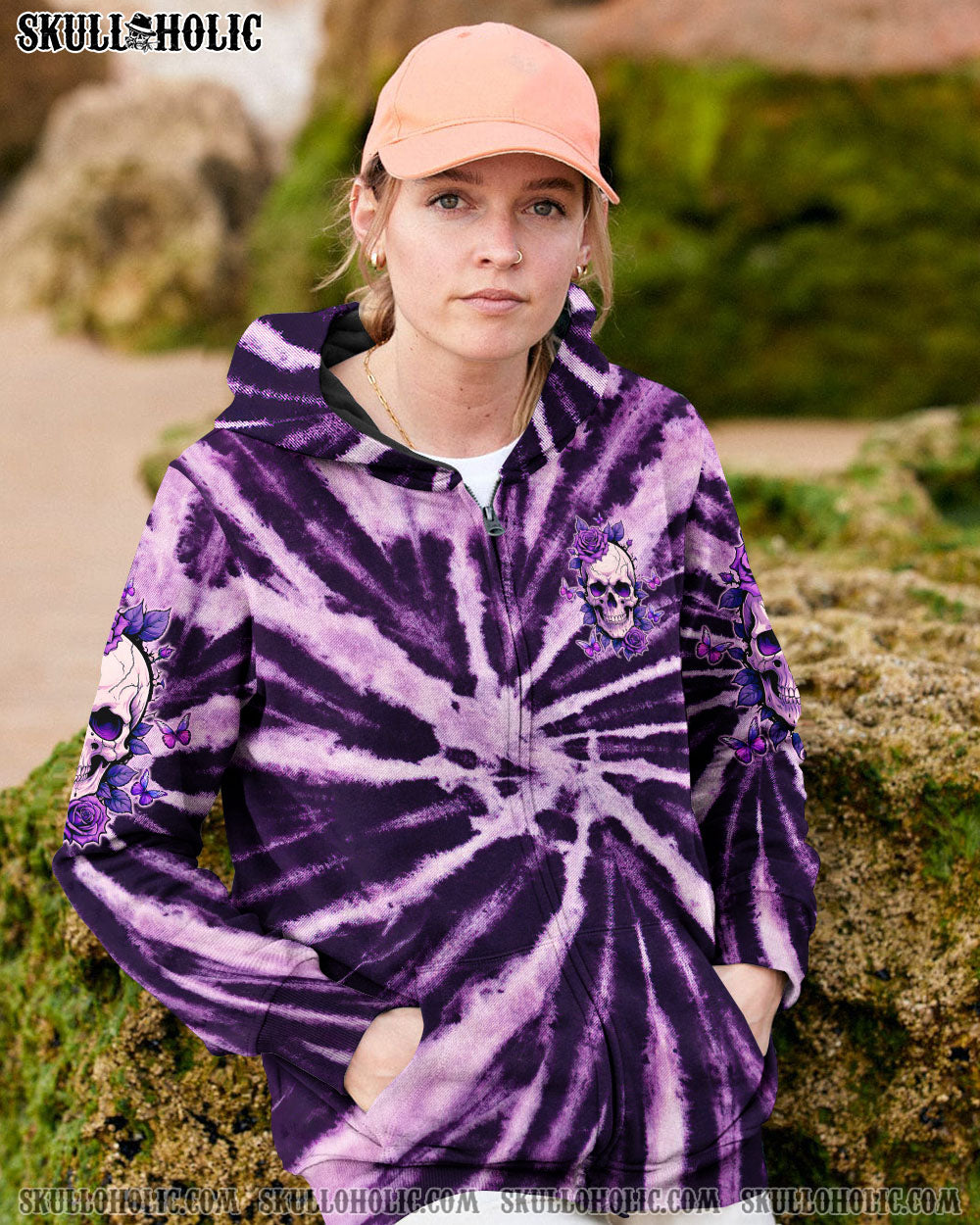 BLISSCORNERS DON'T TRY TO FIGURE ME OUT SKULL PURPLE  TIE DYE ALL OVER PRINT
