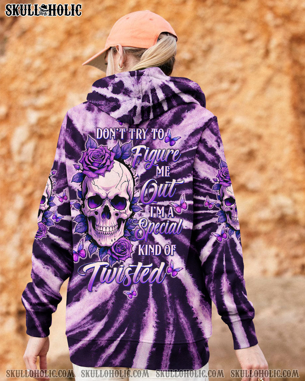 BLISSCORNERS DON'T TRY TO FIGURE ME OUT SKULL PURPLE  TIE DYE ALL OVER PRINT