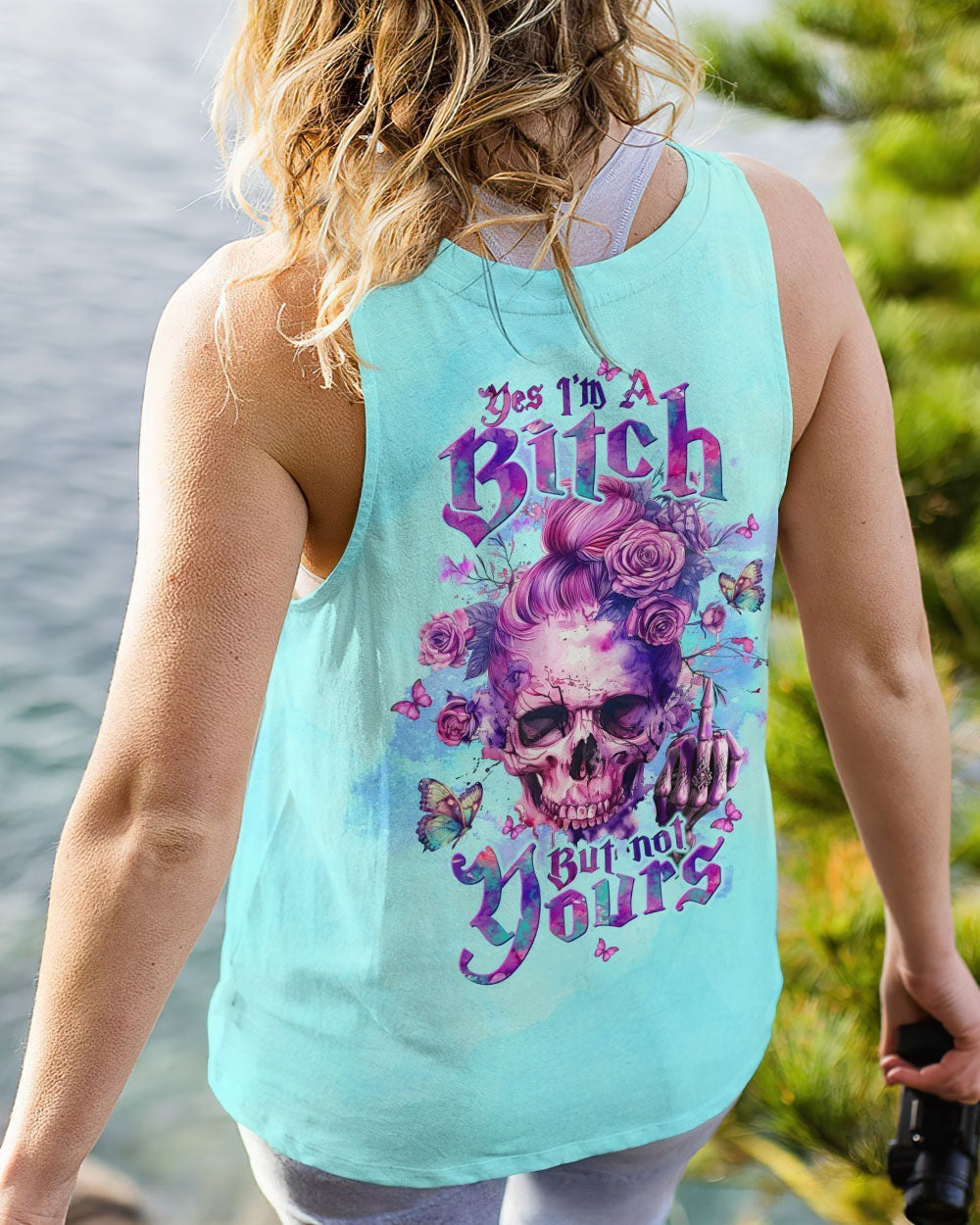 BLISSCORNERS DON'T TRY TO FIGURE ME OUT MESSY BUN SKULL ALL OVER PRINT