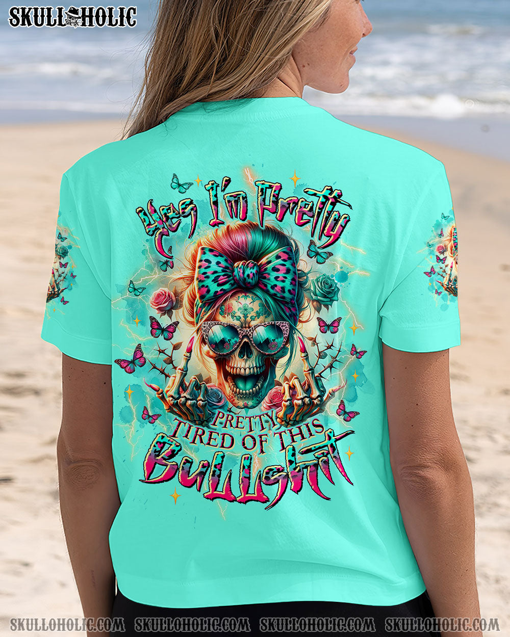 BLISSCORNERS YES I'M PRETTY SKULL MESSY BUN  ALL OVER PRINT