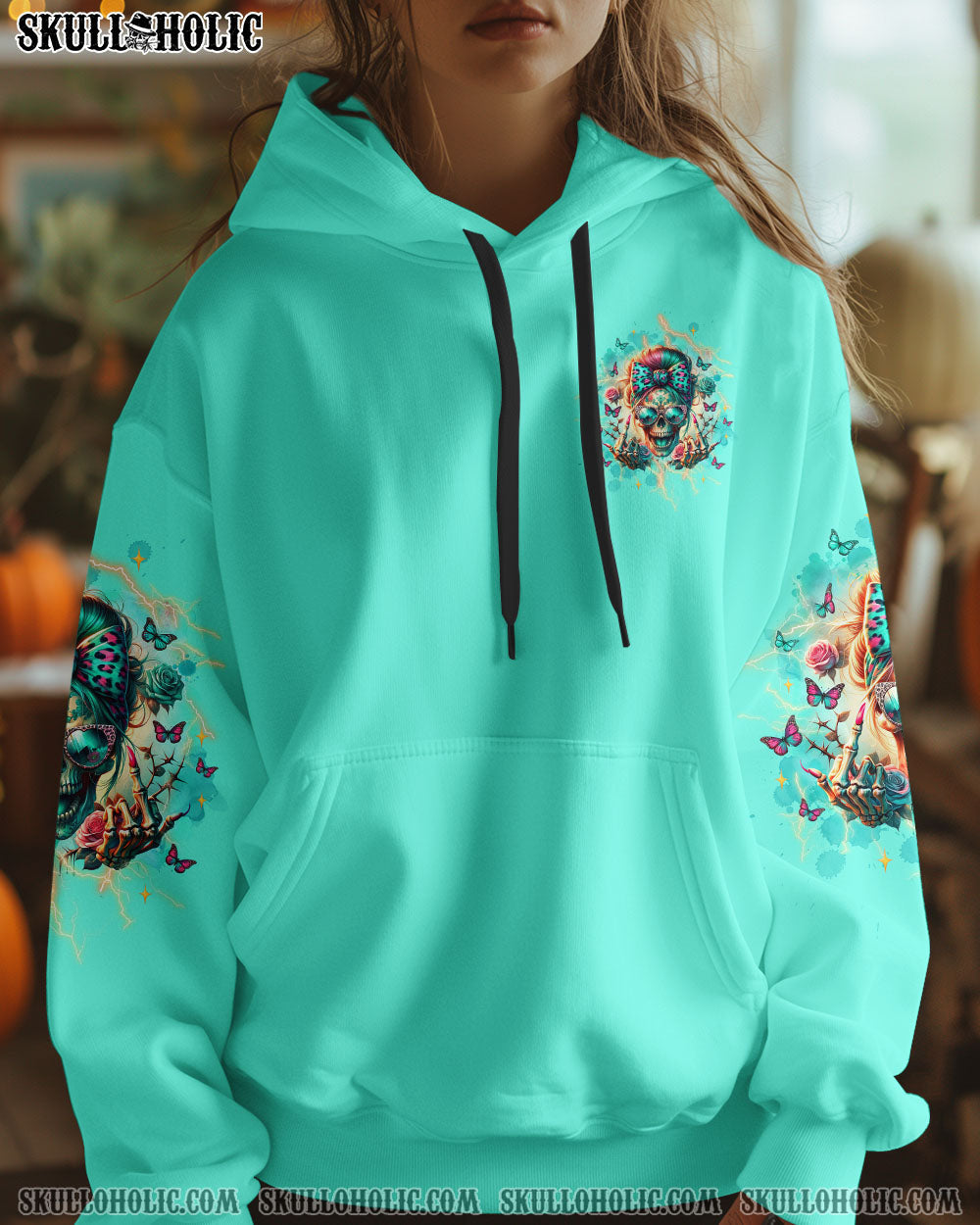 BLISSCORNERS YES I'M PRETTY SKULL MESSY BUN  ALL OVER PRINT