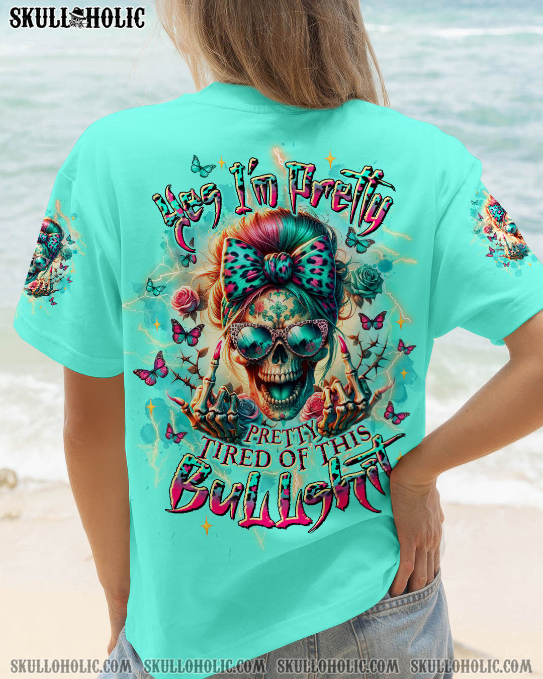 BLISSCORNERS YES I'M PRETTY SKULL MESSY BUN  ALL OVER PRINT