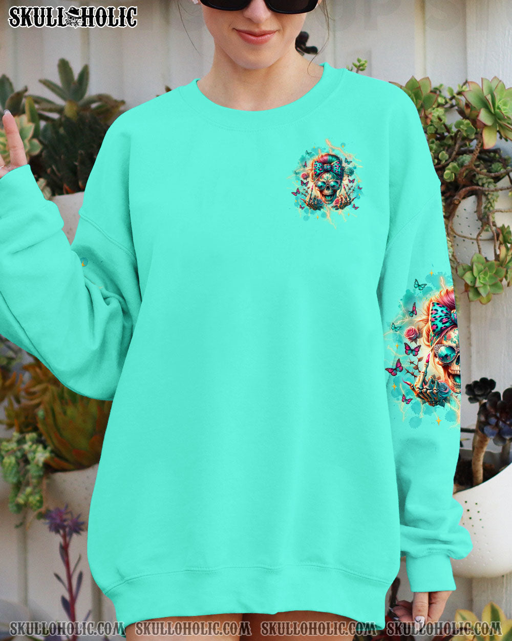 BLISSCORNERS YES I'M PRETTY SKULL MESSY BUN  ALL OVER PRINT