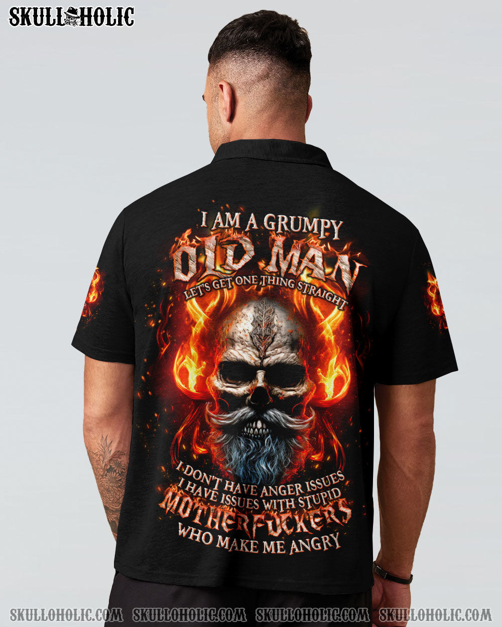 BLISSCORNERS I AM A GRUMPY OLD MAN FIRE SKULL ALL OVER PRINT