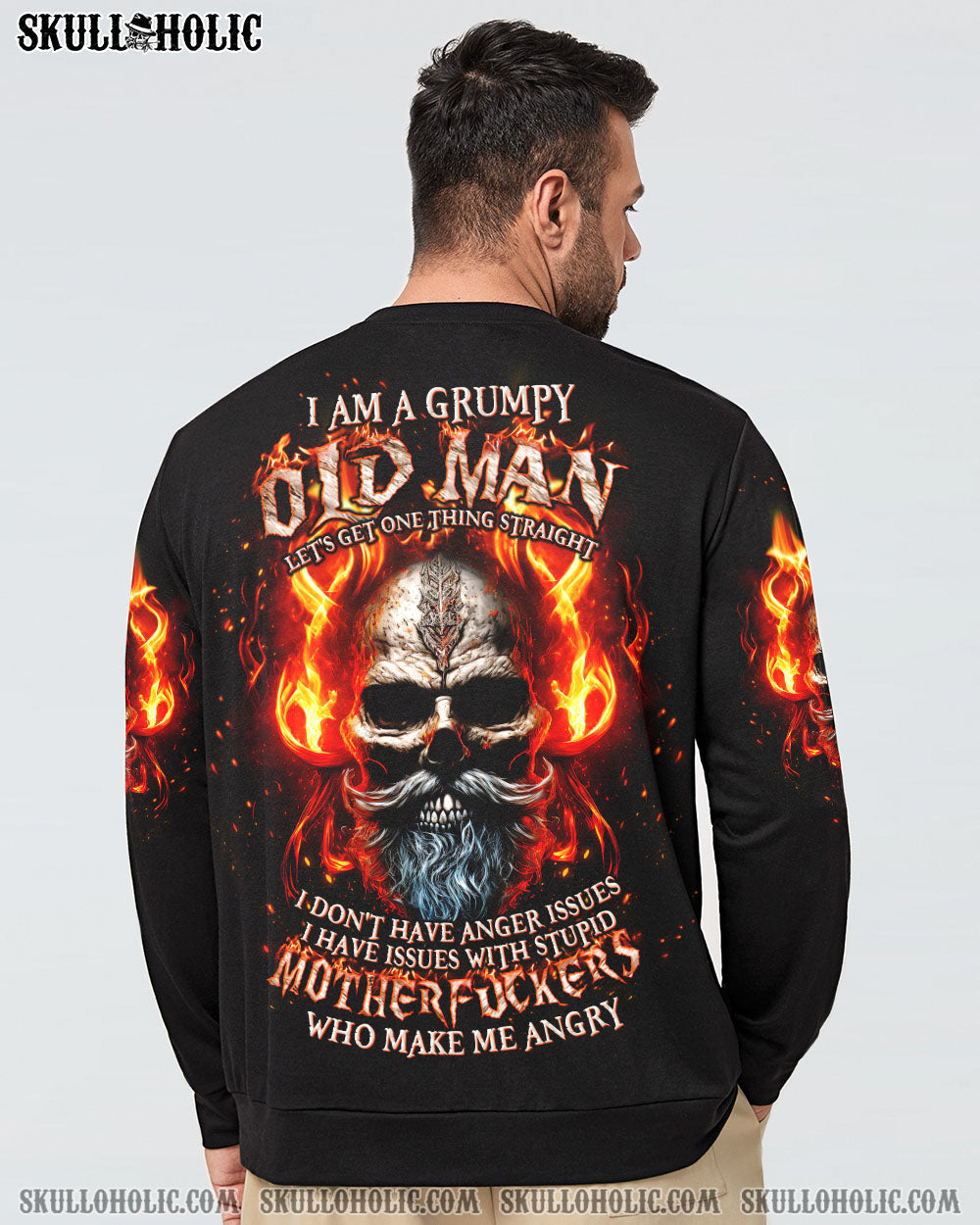 BLISSCORNERS I AM A GRUMPY OLD MAN FIRE SKULL ALL OVER PRINT