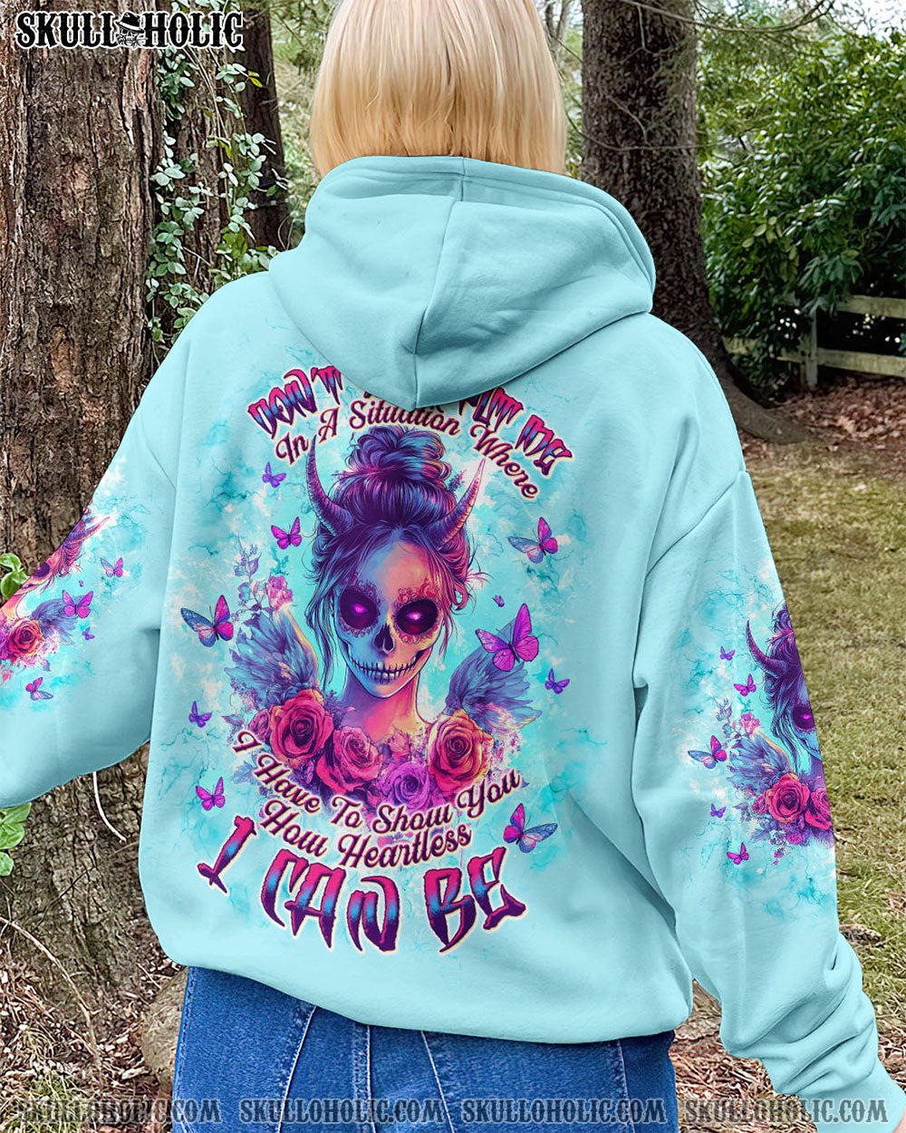 BLISSCORNERS HOW HEARTLESS I CAN BE SKULL LADY ALL OVER PRINT