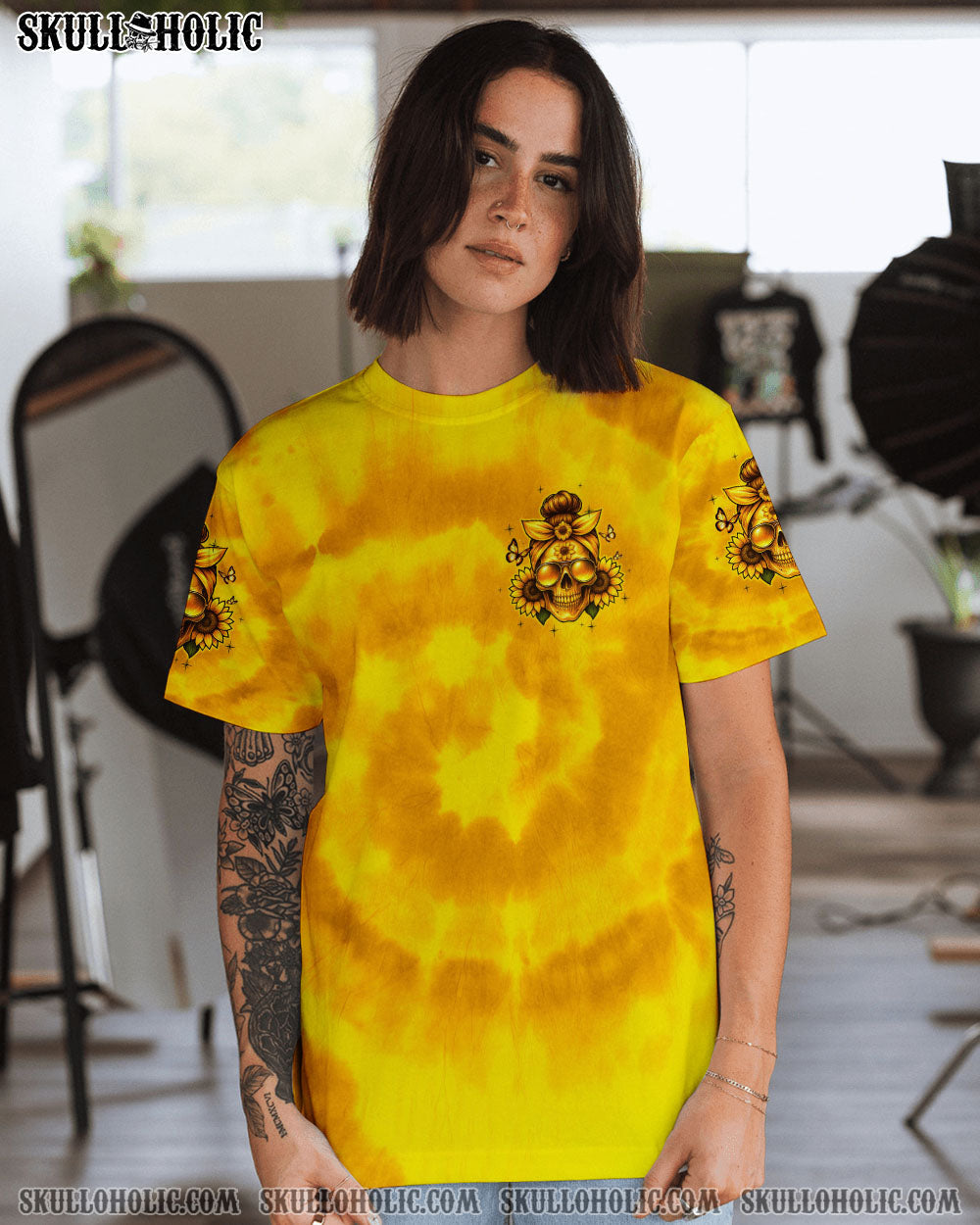 BLISSCORNERS NAH I'M GOOD MESSY BUN SKULL ALL OVER PRINT