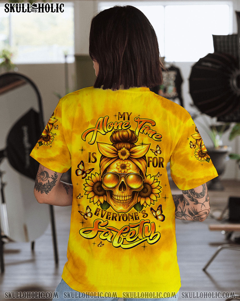 BLISSCORNERS NAH I'M GOOD MESSY BUN SKULL ALL OVER PRINT