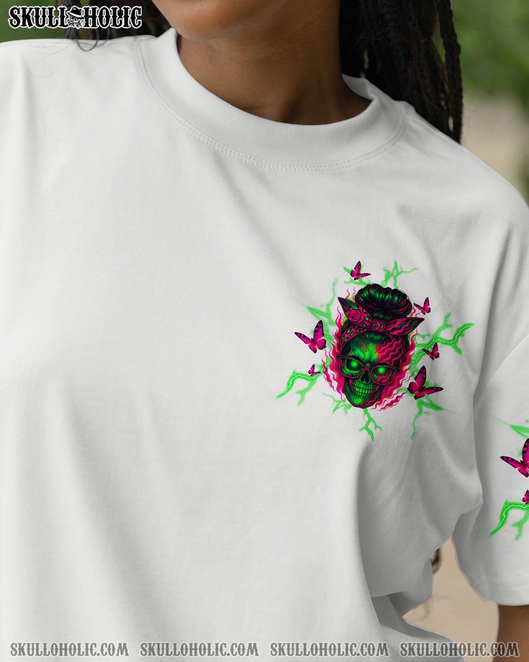 BLISSCORNERS ASSUMING I WAS LIKE MOST GIRLS MESSY BUN SKULL ALL OVER PRINT
